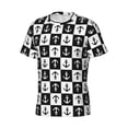 thumbnail image 3 of Yiaed Nautical Anchors1 Print Mens Short Sleeve Tight Fit T-Shirt, Crewneck Casual Tee-XX-Large, 3 of 5