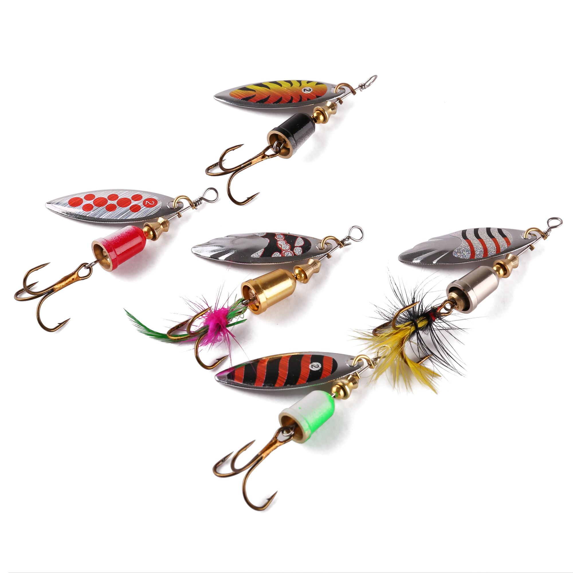 10pcs Fishing Lure Spinnerbait, Bass Trout Salmon Hard Metal Spinner Baits  Kit with Tackle Boxes
