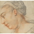 thumbnail image 2 of Hendrick Goltzius 12x12 Gold Ornate Wood Frame and Double Matted Museum Art Print Titled - Head of a Young Woman (C. 1605), 2 of 4