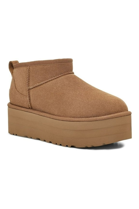 Women's Boots Classic Ultra Mini Platform, Medium Flat Heel Flat Toe Chestnut, 8