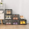 thumbnail image 6 of Clear Stackable Shoe Storage Boxes: 6 Pack Balck Large Sturdy Plastic Shoe Organizer Containers for Closet, Drop Front Shoe Bins for Display Sneakers, Fit Shoe Size Up to US Men 12, 6 of 12