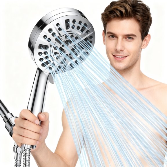 Meponn Shower Head with Handheld, Detachable Shower Head , 10-Mode Luxury Handheld Shower Head for Bath, High Pressure Shower Heads with Hose 59 inch Stainless Steel and Adjustable Bracket