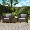 thumbnail image 4 of Patiojoy 3 Piece Patio Wicker Sofa Set, Outdoor Rattan Furniture Set W/ Acacia Wood Tabletop & Legs Gray, 4 of 9