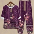 thumbnail image 1 of ICHUANYI Clearance Women's Summer Printed Half Sleeve Round Neck Cropped Top + Casual Pants Suit Set Two Piece Lounge Set(Purple, M) ICHUANYI WER2023081116753, 1 of 5