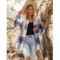thumbnail image 3 of Zeagoo Women Flannel Shacket Oversized Jacket Plaid Button Down Long Sleeve Shirt Fall Winter Fashion Blouse, 3 of 5