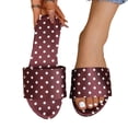thumbnail image 4 of Samdudou Womens Summer Shoes Casual Flat Sandals Classic Polka Dot Print Open Toe Slip On Slides Wide Strap Smooth Fabric Beach Pool Vacation Footwear for Ladies, 4 of 6