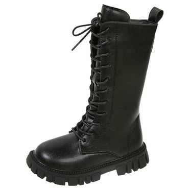 Kureaily Children Shoes Fashionable Flat Boots Comfortable Soft Sole Leather Children Boots Princess Boots 4-4.5 Years