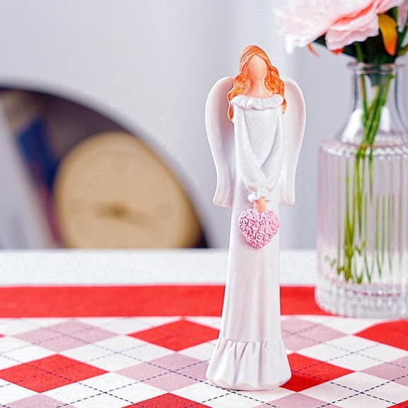 Angel Sculpture Figurine, Carved and Hand-Painted