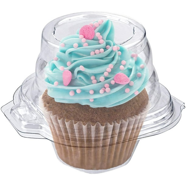 Individual Plastic Cupcake Containers (50 Count) Single Stackable with
