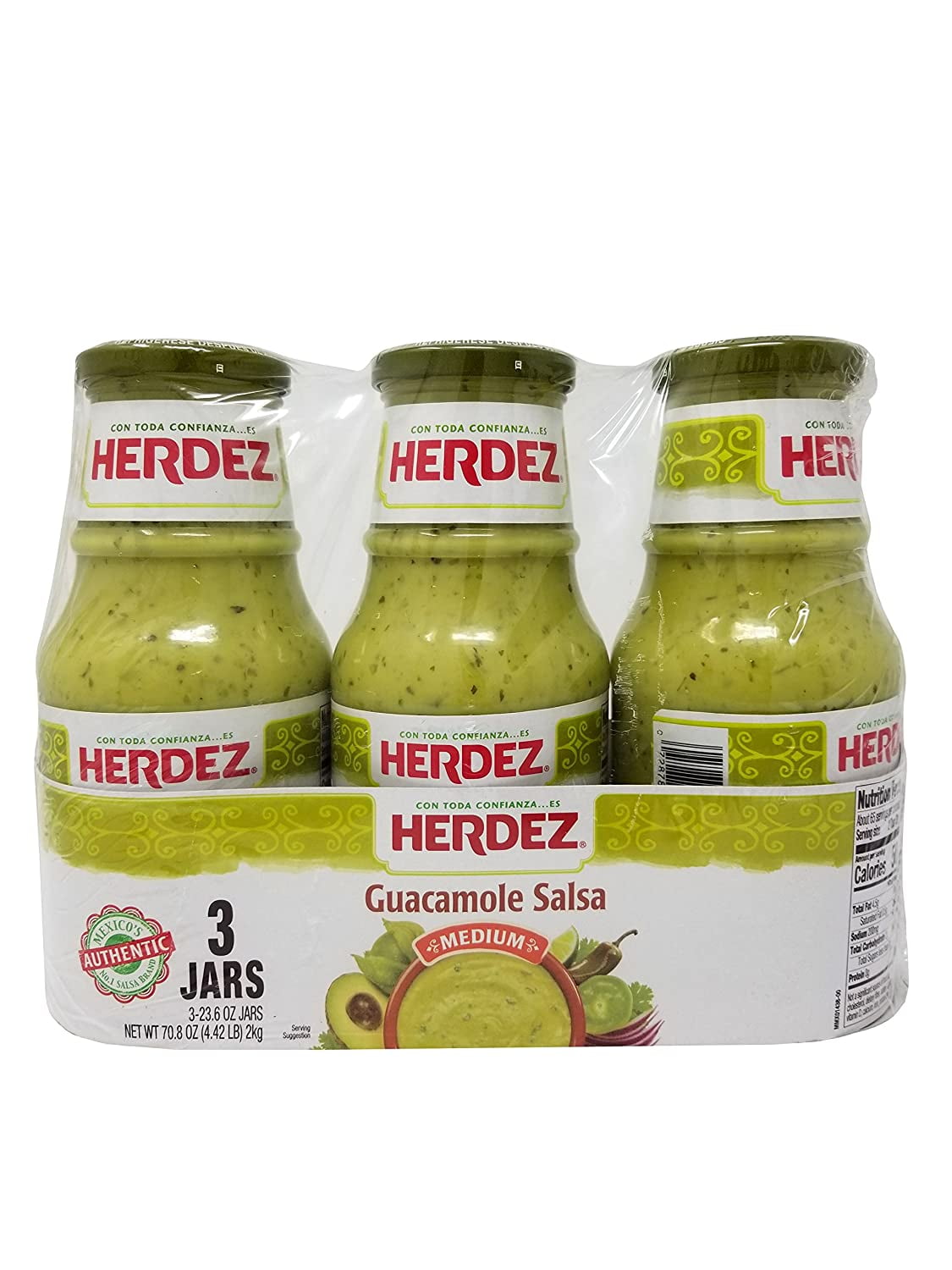 Herdez Guacamole Salsa Medium 3 Jars Net 4.42 LB