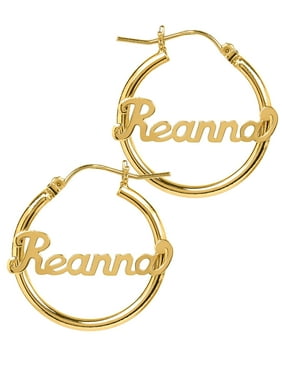 Personalized Earrings Product Image Personalized 10k Yellow Gold Hoop Script Name Earrings