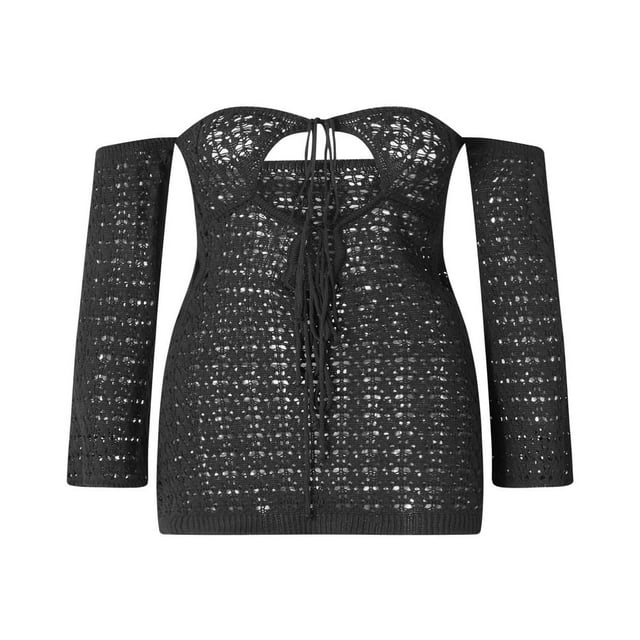 Women Wrapped Dresses Long Sleeves Off Shoulder Knitting Dress