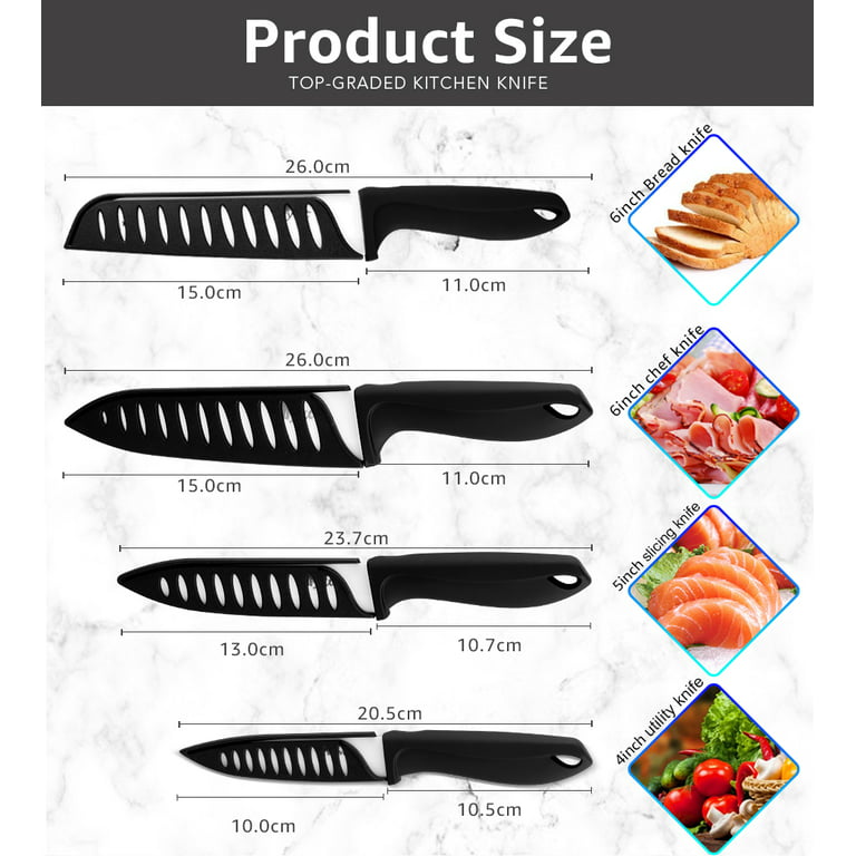 Kitchen Ceramic Knife Set Professional Knife with Sheaths, Super Sharp Rust Proof Stain Resistant (6 Chef Knife, 5 Utility Knife, 4 Fruit Knife