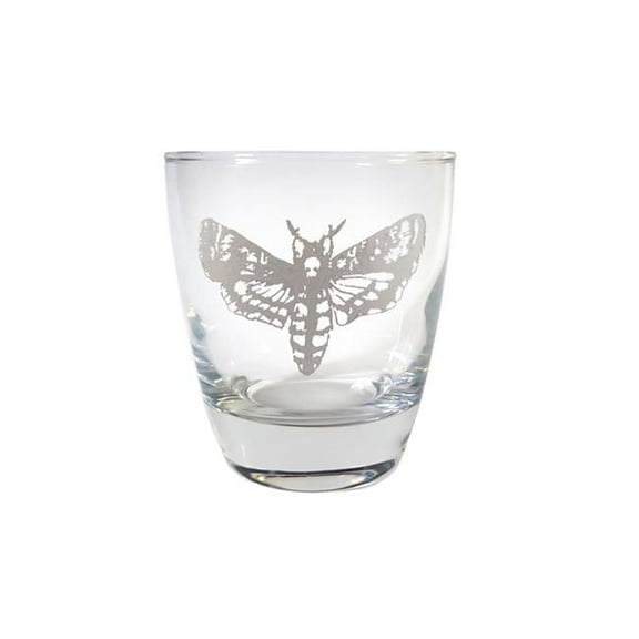 Lyoncraft LBDM01 10 oz Hawk Moth Engraved Lowball Glass