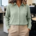 thumbnail image 4 of BUIGTTKLOP Button down Shirts for Women Cotton Long Sleeve Top Casual Loose Fitted Collared Blouses, 4 of 8