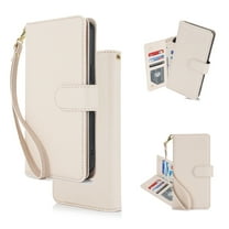 Wallet Case for iPhone 15, [TPU Shockproof Interior Case] Kickstand [RFID Blocking] Card Slot, Magnetic PU Leather Folio Cover Compatible,Flip Cover with Card Holder,With strap,Apricot