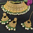 thumbnail image 2 of Efulgenz Indian Bridal Green Wedding Jewelry Set Traditional Necklace Set for Women Kundan Crystal Antique Choker Necklace Chanbaali Earrings with Maang Tikka Bollywood Jewelry, 2 of 6
