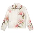 thumbnail image 4 of Jackets for Women Winter Coat Jackets Flannel Stand Collar Jacket(Pink Magnolia Branch Blooms Art,Size:S-4XL), 4 of 7