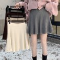 thumbnail image 2 of Quixlent Skater Skirt Solid Color High Waist Women A-Line Skirt Large Hem Design Autumn Winter Mini Skirt Daily Wear, 2 of 8