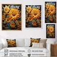 thumbnail image 4 of Designart "Spiraling Sunflowers in Blue & Yellow II" Floral Canvas Wall Art - Traditional Yellow Sunflowers Entryway Wall Art Print, 4 of 6