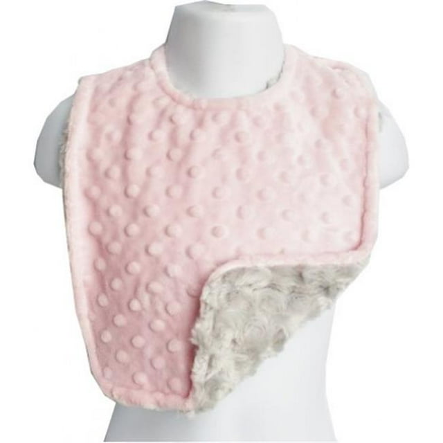 Reversible & Adjustable Minky Bib - Pink Dot with Silver Rosebud Swirl