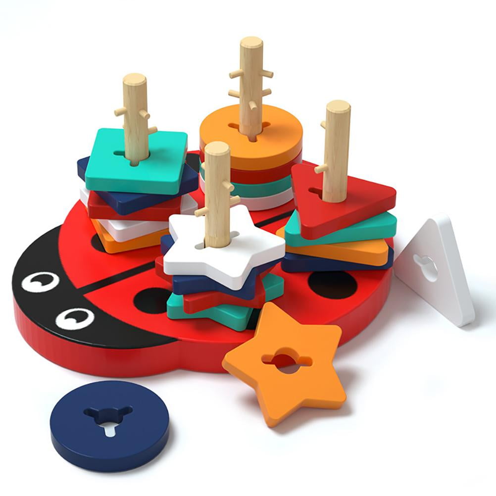 TAWOHI Wooden Sorting and Stacking Toys Recognition Shape Sorter Toys