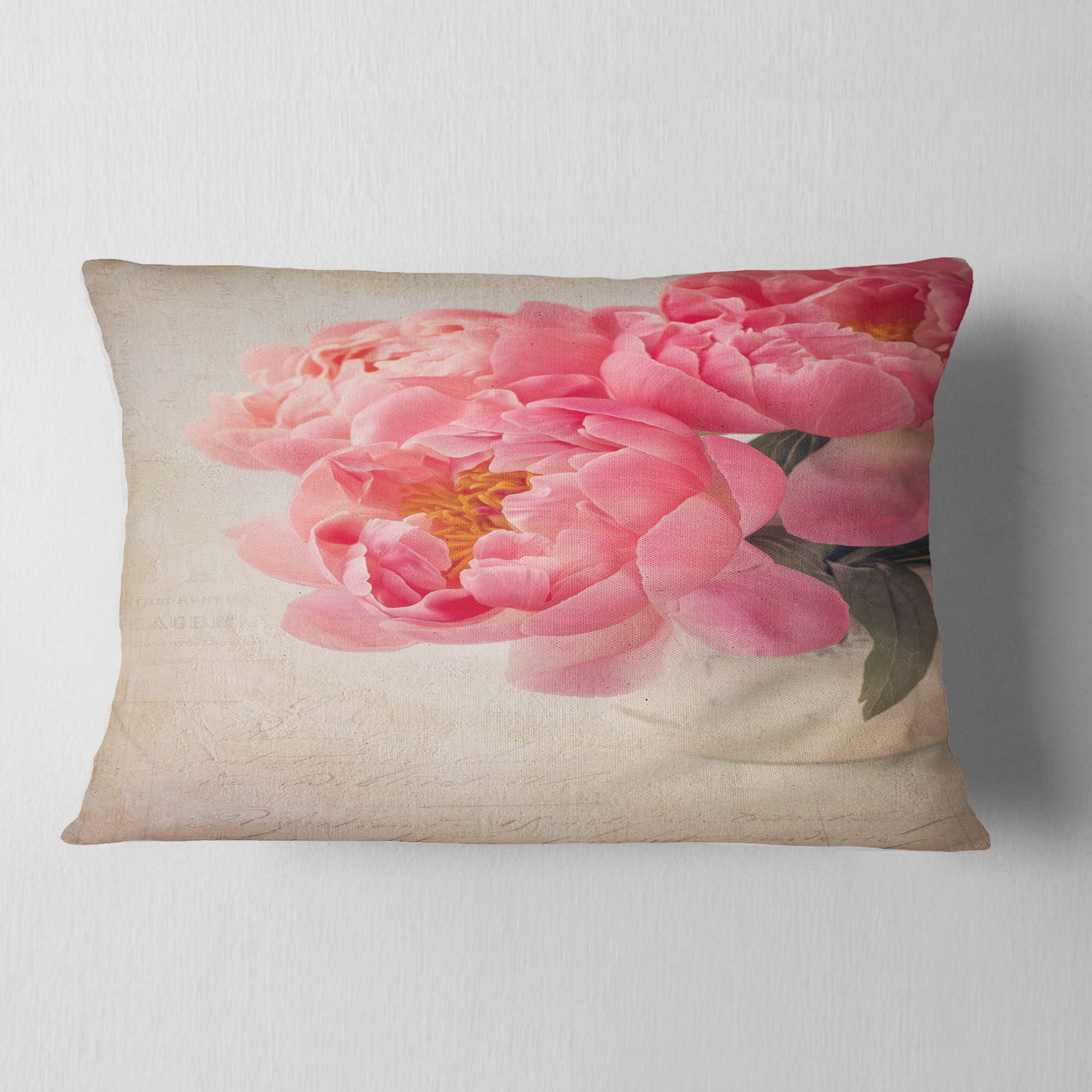 Designart Bunch of Colorful Peony Flowers - Floral Throw Pillow - 12x20