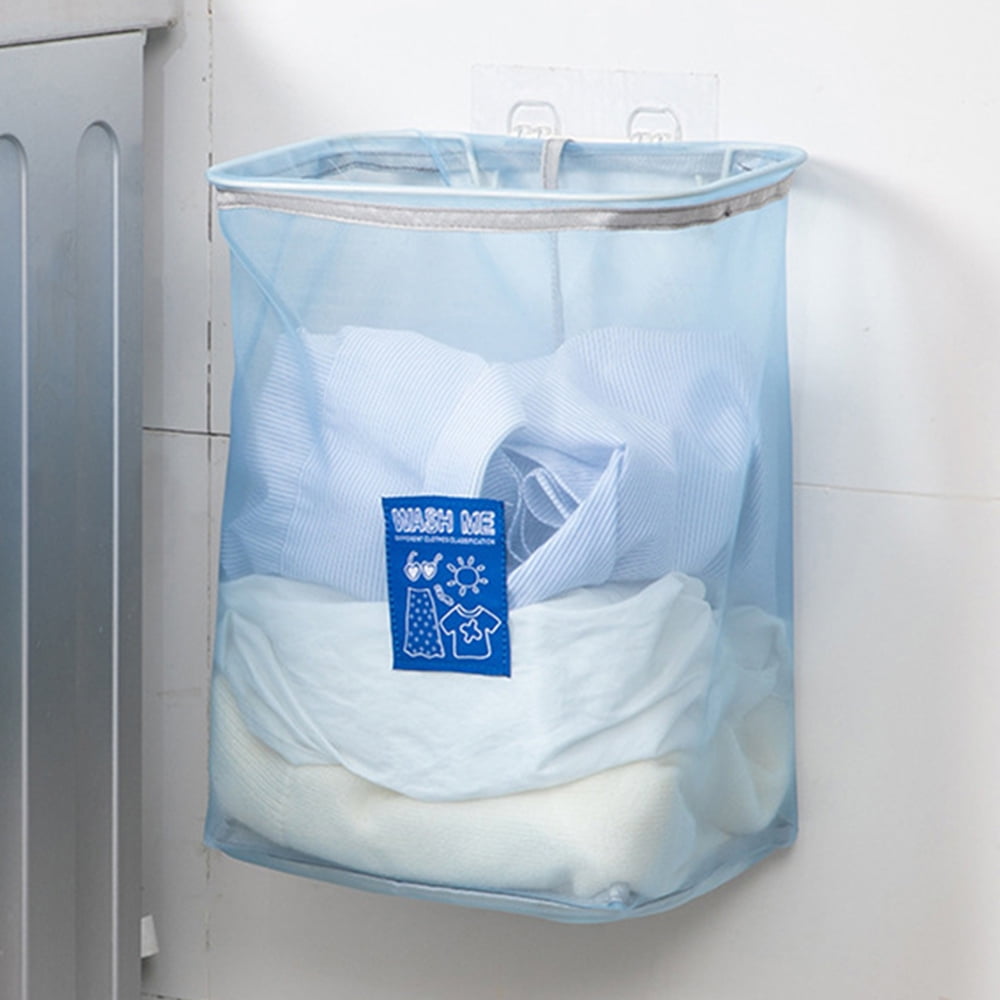 Wall Mounted Laundry Basket Nylon Mesh Laundry Hamper for Dirty Clothes