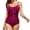 Wine, variant on Samickarr Backless Swimsuits For Women One Piece Sleeveless Full Coverage Swimwear Neck Flowy Ruffle Hem Floral Bikini Adjustable Halter-Neck Strap Bathing Suit