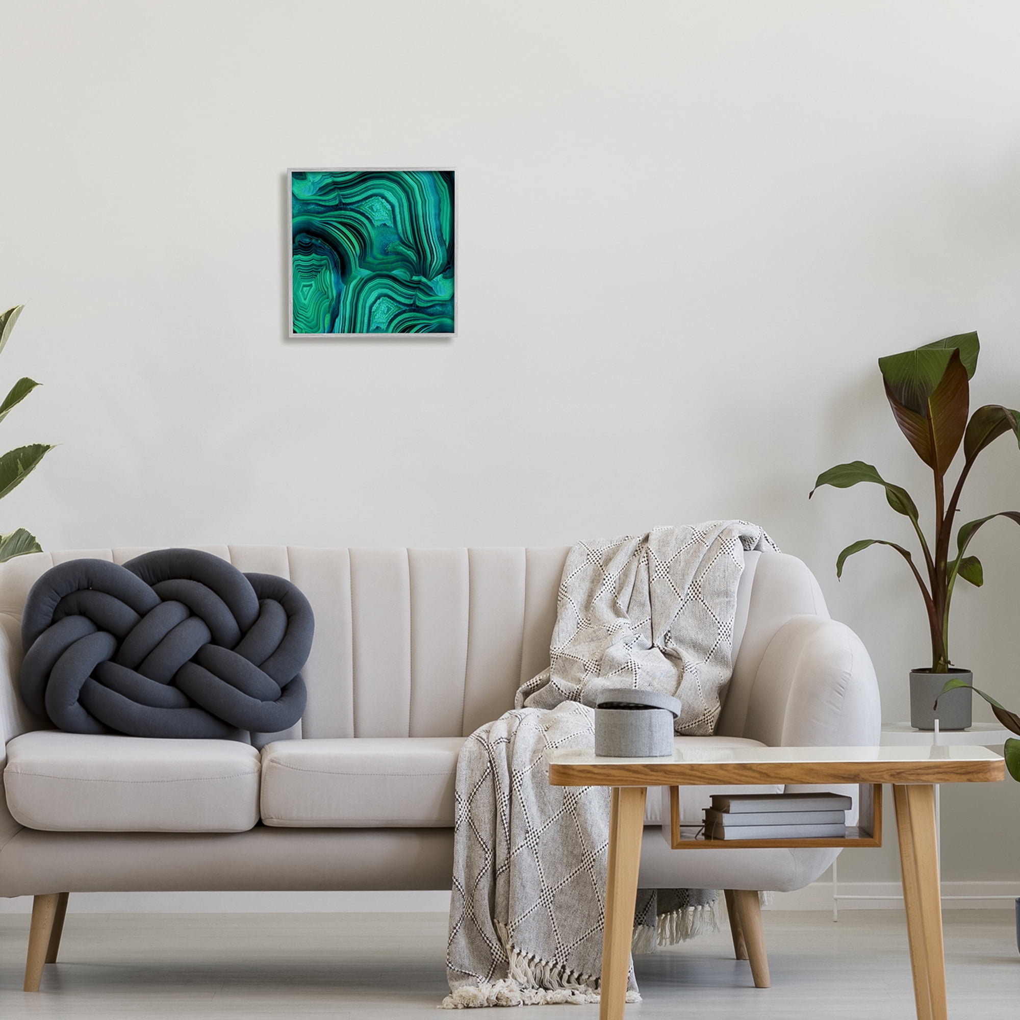 Stupell Green & Blue Malachite Abstract Abstract Painting Gray Framed Art Print Wall Art