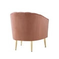 thumbnail image 4 of Edzard Blush/Gold Velvet Accent Chair - Upholstered Barrel Chair, Channel Tufted Back and Rolled Arm, Tapered Mirrorred Lacquer Finish Legs, 4 of 10