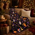 thumbnail image 3 of Autumn Gnome and Pumpkin Pattern with Black Details, Warm Flannel Blanket for Living Room and Reading Nook, Cat Lovers Autumn Celebration Gift, Pet Lover Home Decor, 3 of 9
