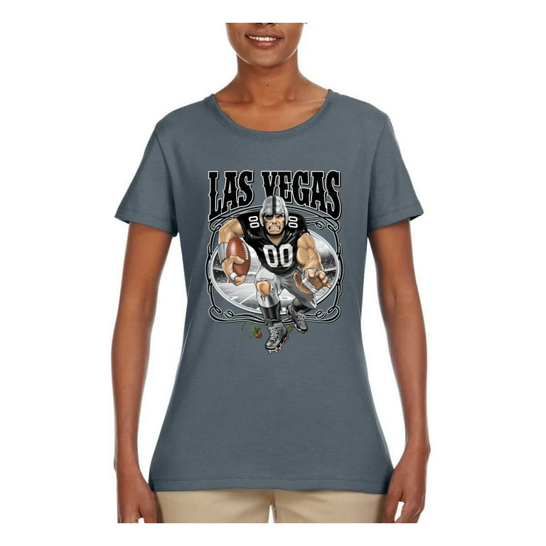 Wild Bobby Las Vegas Fan LV Fantasy Sports Women Graphic Tee, Charcoal, Large, Women's, Gray
