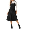 thumbnail image 2 of INSPIRE CHIC Women's Tank Ribbed Dress Square Neck Sleeveless A-Line Midi Casual Dress M Black, 2 of 6