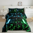thumbnail image 2 of Manfei Gamer Gaming Queen Comforter Set,Vindoe Game Bedding Sets,Blue Green Geometry Bedding Comforter Set For Kid Boy,Lightweight Room Decorative Reversible,3pcs, 2 of 8