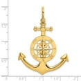 thumbnail image 3 of 14K Yellow Gold Polished Finish 3-Dimensional Large Anchor with Nautical Boating Compass Design Charm Pendant, 3 of 4
