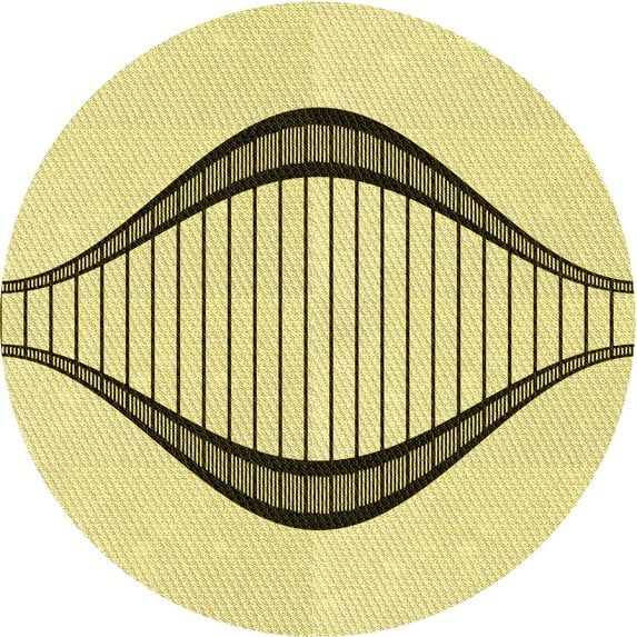 Ahgly Company Indoor Round Patterned Sun Yellow Area Rugs, 7' Round