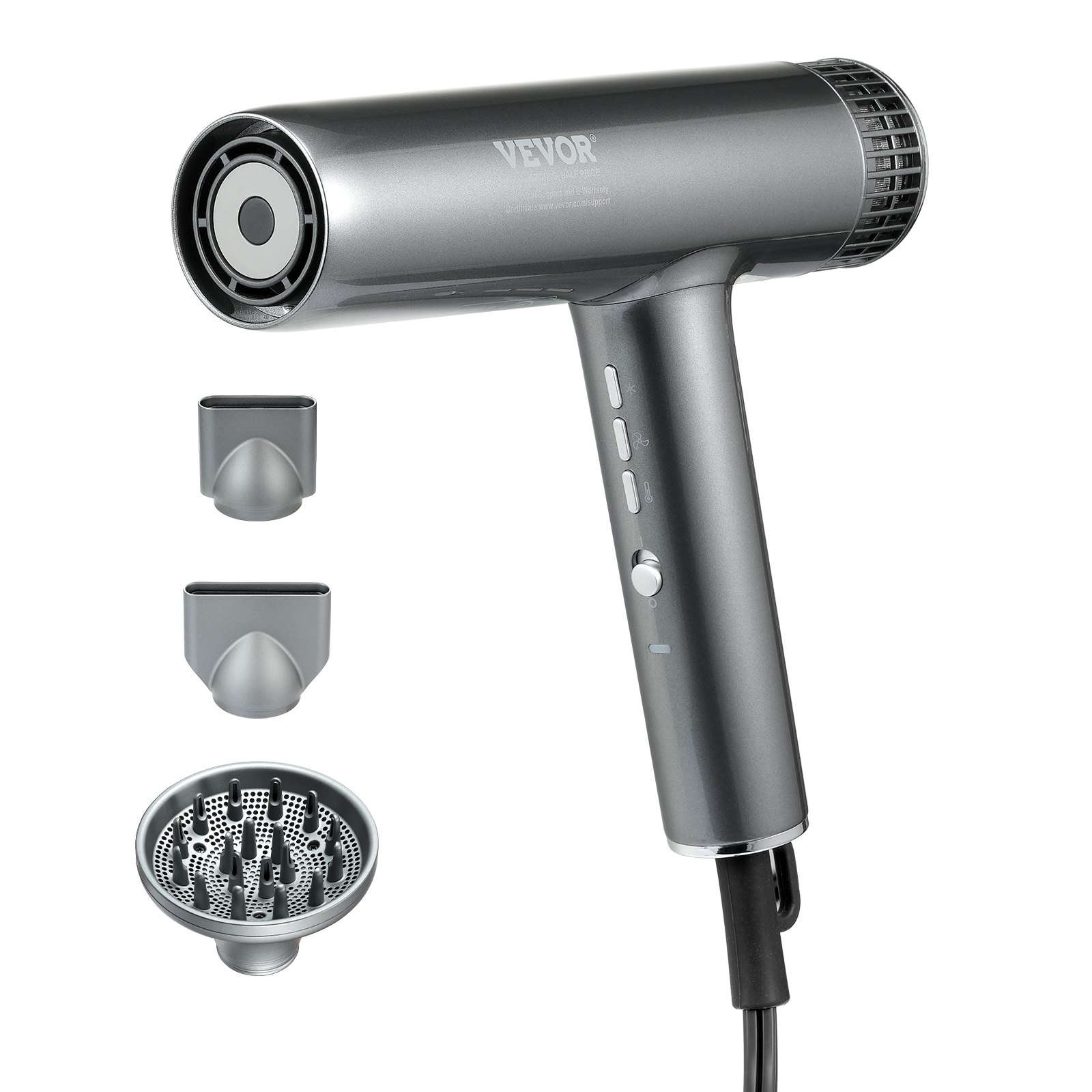 VEVOR Advanced Hair Dryer, 98000 RPM with 3 Million Negative Ions, 3 Temperature and Speed Settings, Professional Ionic Blow Dryer