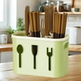 thumbnail image 5 of Oggfader Green Plastic Cutlery Organizer - Breathable Utensil Storage Bucket for Kitchen, Commercial Bar & Outdoor Picnic, Chopstick & Straw Holder, 5 of 6