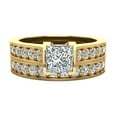 thumbnail image 4 of Princess Cut Cathedral Accented Diamond Wedding Ring Set 1.25 CTW 14K Gold ( G , SI ), 4 of 5
