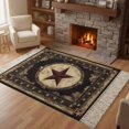 thumbnail image 3 of Western Stars Brown Washable Area Rug 3'x5',Farmhouse Country Vintage Wood Grain Woven Cotton Tassels Kitchen Rugs,Non Slip Indoor Door Mat Throw Carpet for Entryway Living Room Nursery Laundry Room, 3 of 9