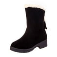 thumbnail image 5 of hopeusnice Women's Winter Boots Suede Ankle Boots Warm Fuzzy Fleece Lined Mid Calf Boots Slip On Snow Boots Black 38, 5 of 9