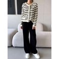 thumbnail image 6 of Women'S Round Neck Striped Cropped Knit Cardigan White &, 6 of 8