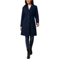 thumbnail image 2 of Abrigo de mujer de doble botonadura, abrigo de moda de invierno con solapa, abrigo exterior en azul oscuro, 2 of 6