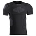 thumbnail image 2 of Breezora Sports Compression Shirt with Padded Chest Shoulder Back Guard for Football Basketball Baseball Training L Size Black, 2 of 9