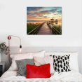 thumbnail image 5 of Acheng Lake Sunset Framed Wall Art: Reeds Natural Photography Bridge Scenery Picture Serene Canvas Landscape Painting for Office Bedroom Living Room 20x16in, 5 of 6