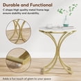 thumbnail image 6 of Finmind White Gold Side Table Small C End Table Modern Round Coffee Table Accent Table Bedside Table Round Nightstand with Gold Metal Frame and Faux Marble Veneer Engineered Wood for Living Room, 6 of 7