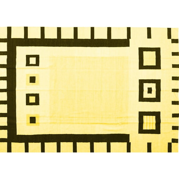 Ahgly Company Indoor Rectangle Abstract Yellow Contemporary Area Rugs, 3' x 5'