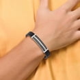 thumbnail image 3 of Chisel Stainless Steel Antiqued and Polished Black Leather with .5 inch extension Bracelet - 8", 3 of 6