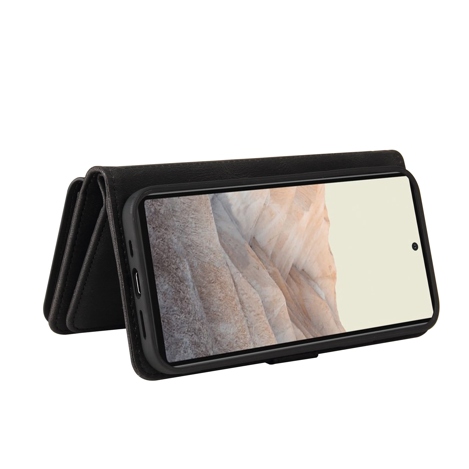 Phone Case for Google Pixel 6, Google Pixel 6 Wallet Case, Luxury Folio Flip Leather Cover [Zipper Pocket] [Wrist Strap] [Kickstand] for Google Pixel 6 6.4 inch,Black